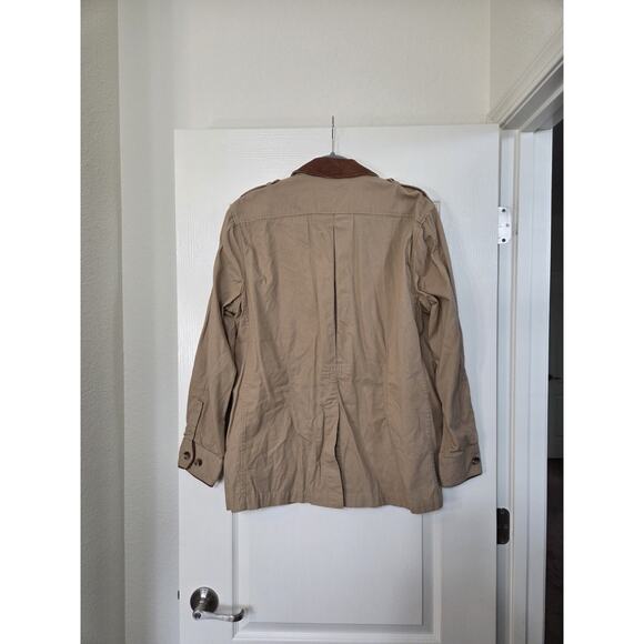 J.L. Powell Khaki Safari Cargo Leather Collar Cotton Tan Jacket, Men's Medium - Picture 8 of 12